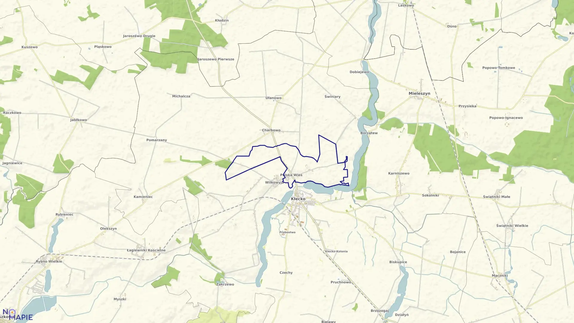 Mapa obrębu POLSKA WIEŚ w gminie Kłecko